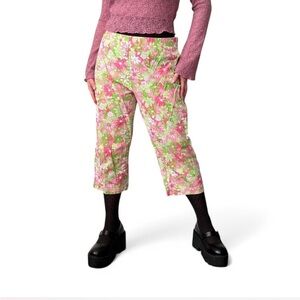 Carolina Blues Vibrant Floral Vintage Capri Pants
